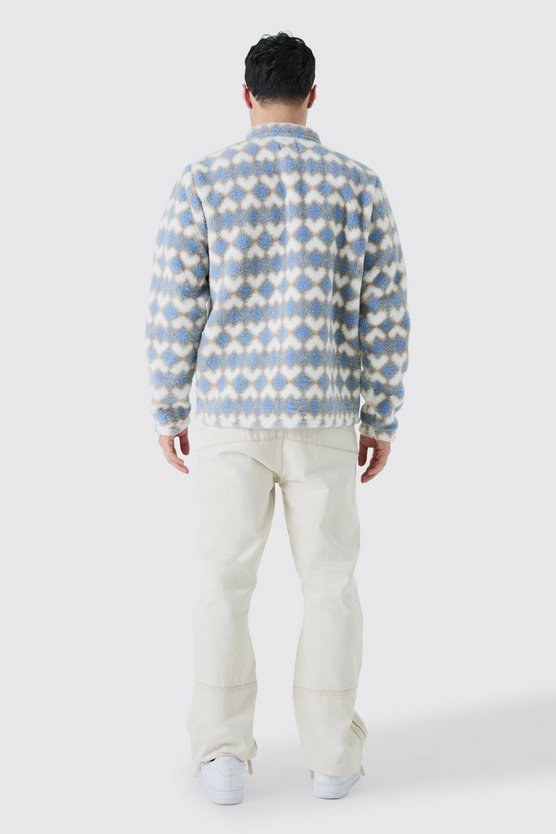 Kariertes Borg-Overshirt mit Tasche