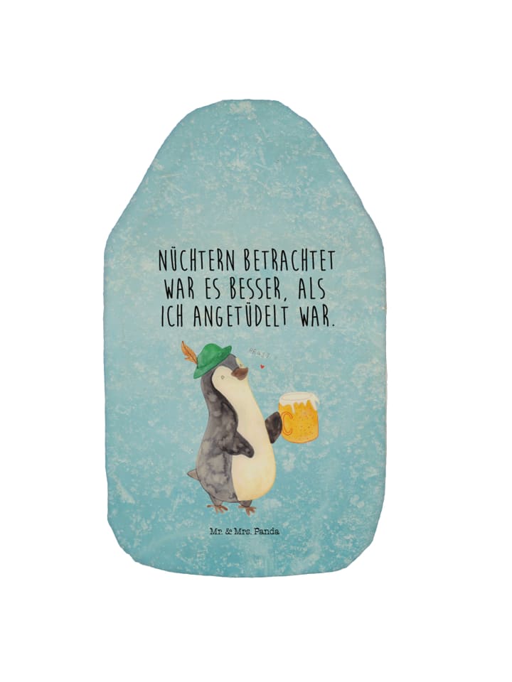 Mr. & Mrs. Panda Wärmflasche Pinguin Bier mit Spruch in Eisblau günstig kaufen onesize