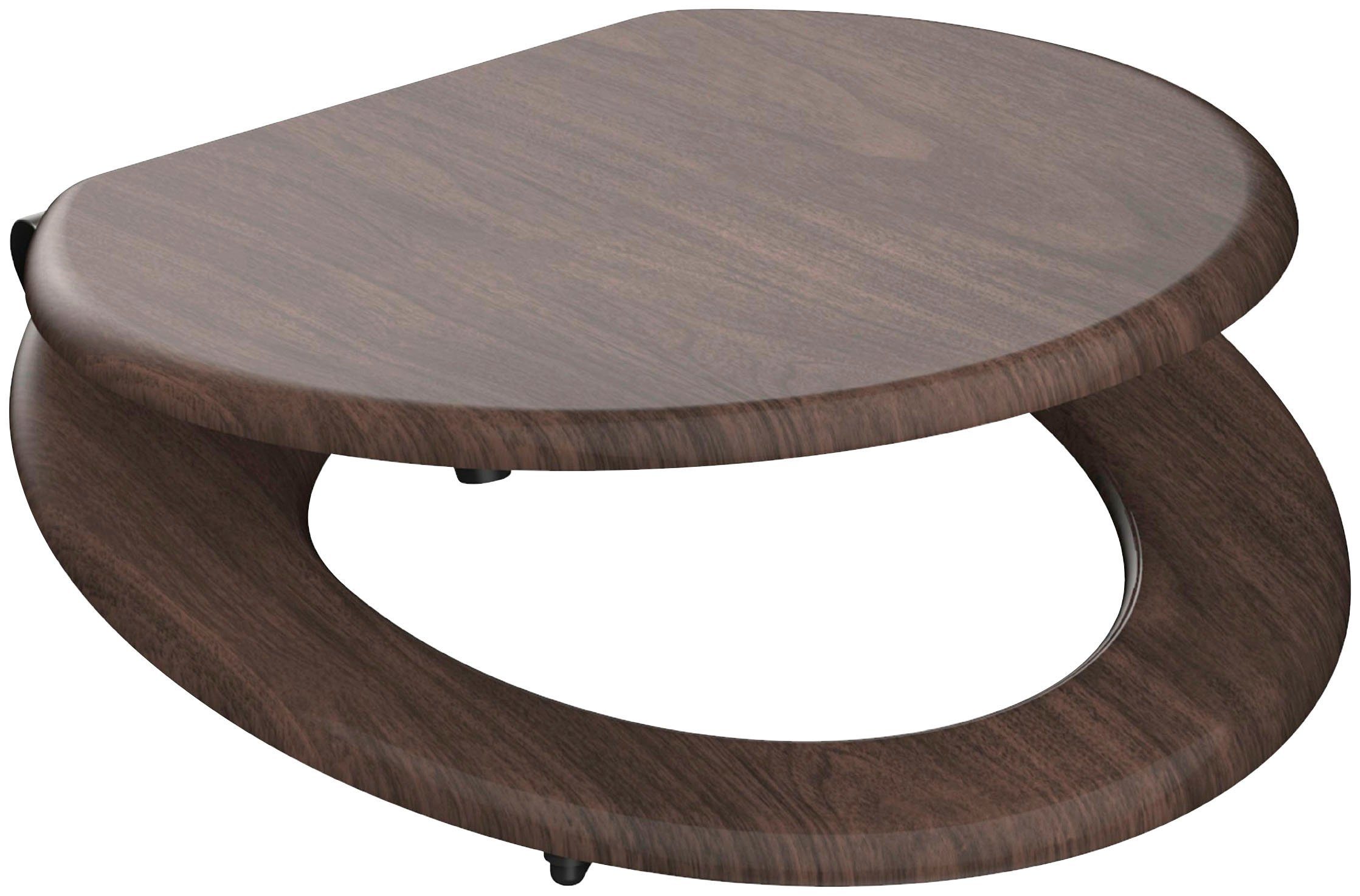 Schütte WC-Sitz DARK WOOD, mit Absenkautomatik und MDF-Holzkern