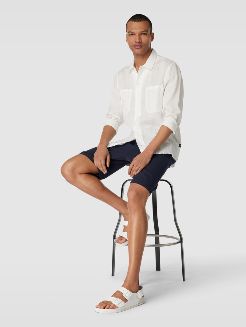 Shorts mit Label-Details Modell 'Sisla' in marineblau