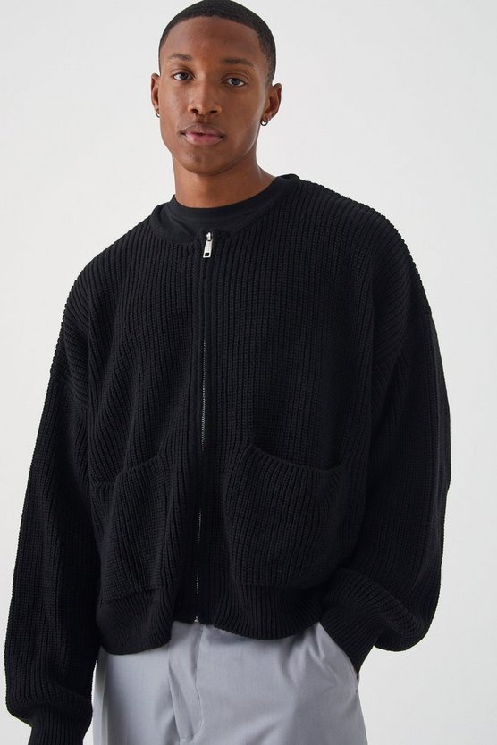 Oversize Strick-Bomberjacke