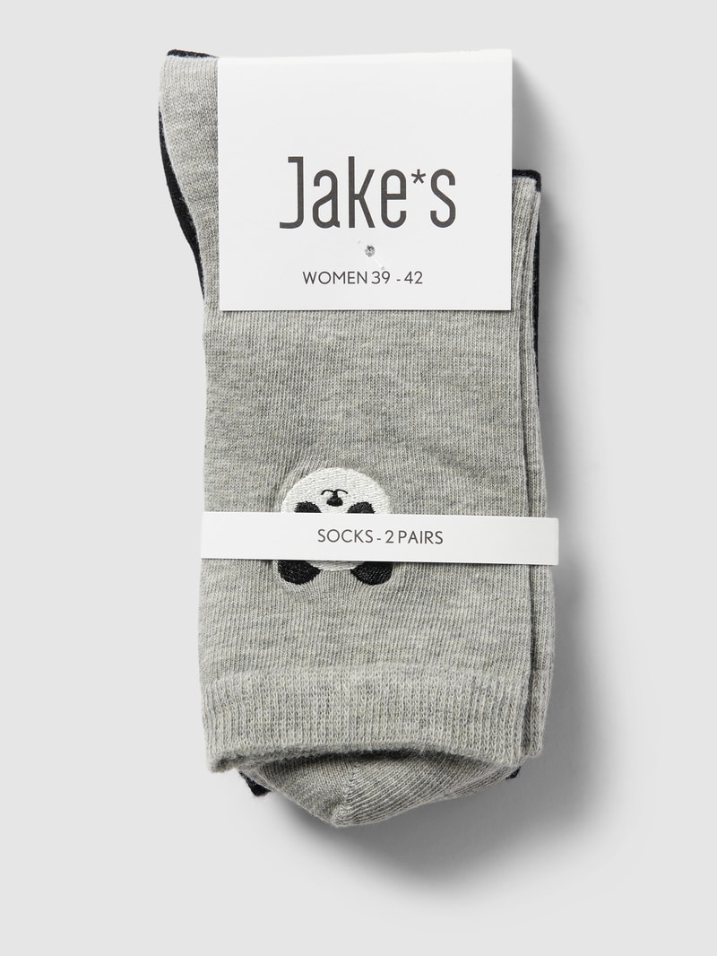 Socken mit Motiv-Stitching im 2er-Pack in schwarz
