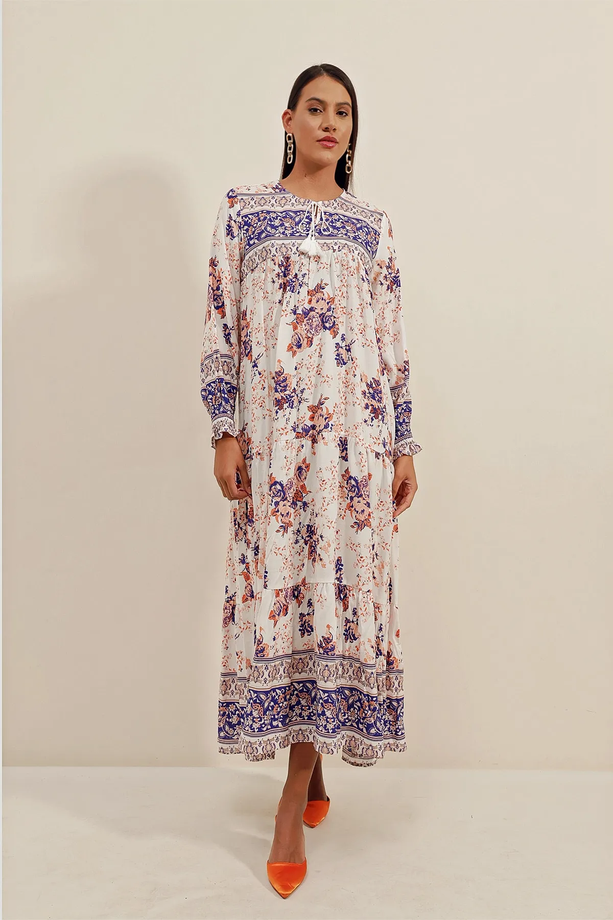 Bigdart  1947 Gemustertes langes Kleid – Y. Lila