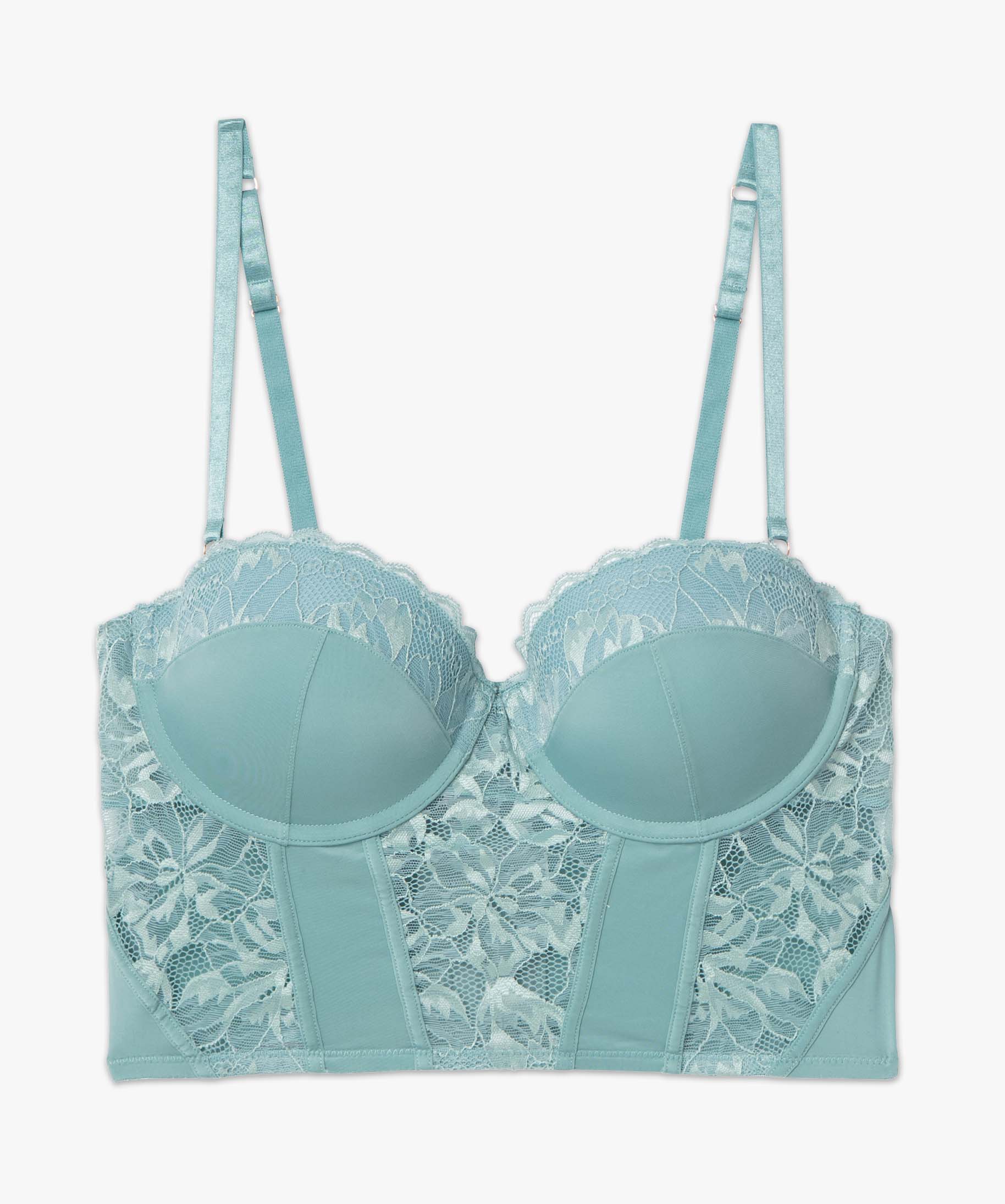 Soutien-gorge bustier à armatures en dentelle vert clair | GEMO