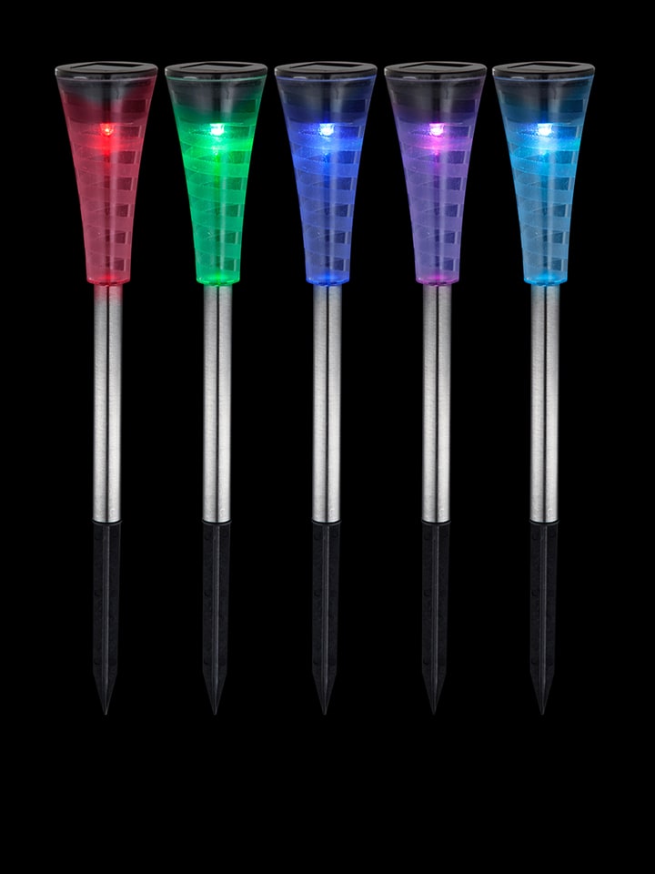 Globo lighting 5er-Set: LED-Solar-Gartenstecker mit Farbwechsel - (H)27 cm günstig kaufen onesize