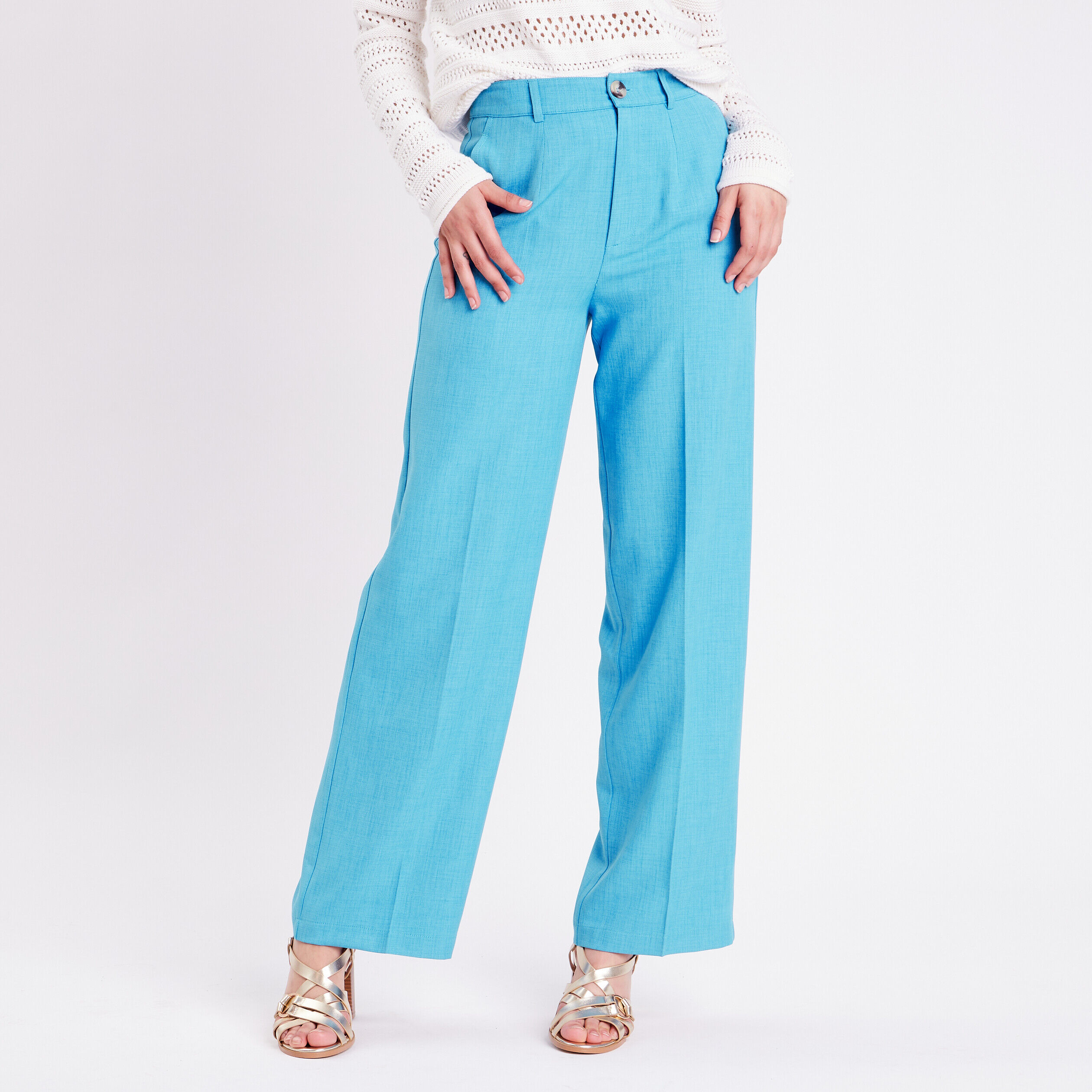 Pantalon city large bleu femme | Cache Cache