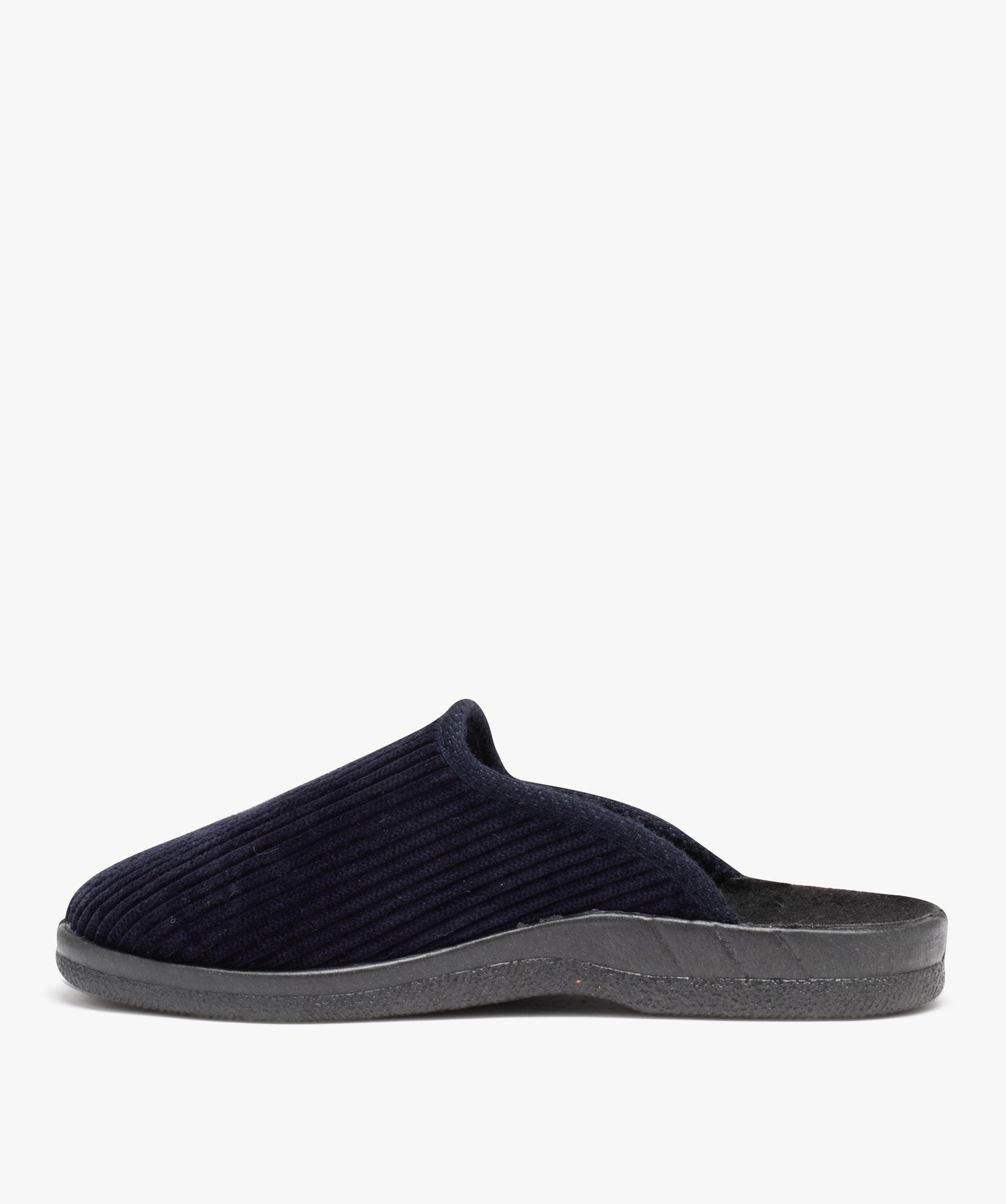 Chaussons homme mules confort dessus en velours ctelé uni bleu | GEMO
