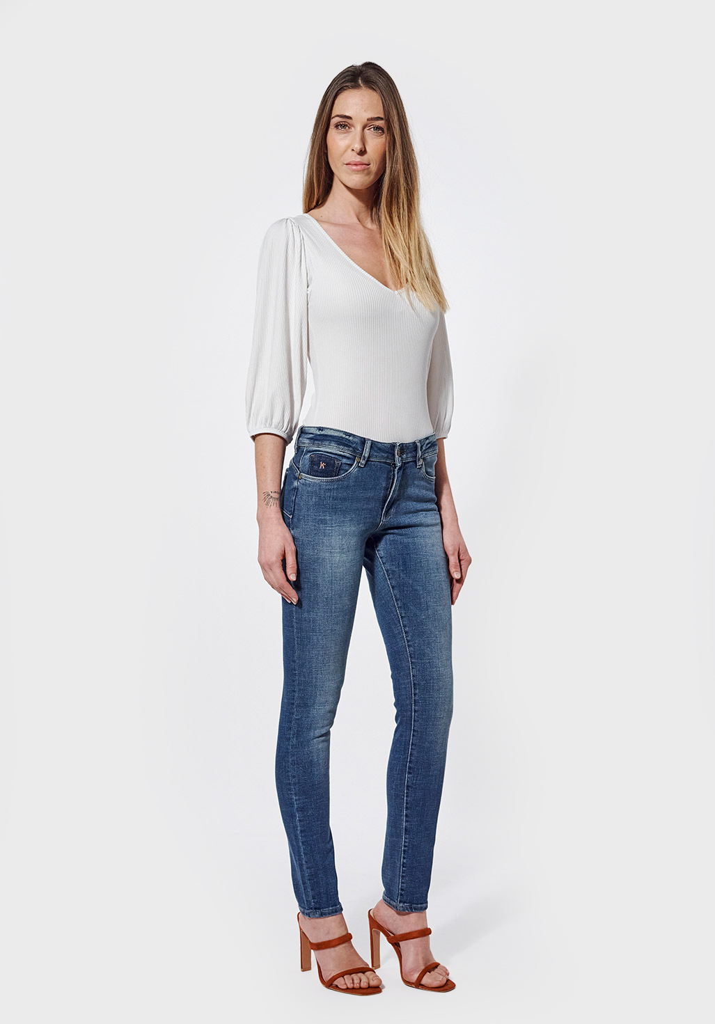 FLORR  Jean slim femme bleu délavé