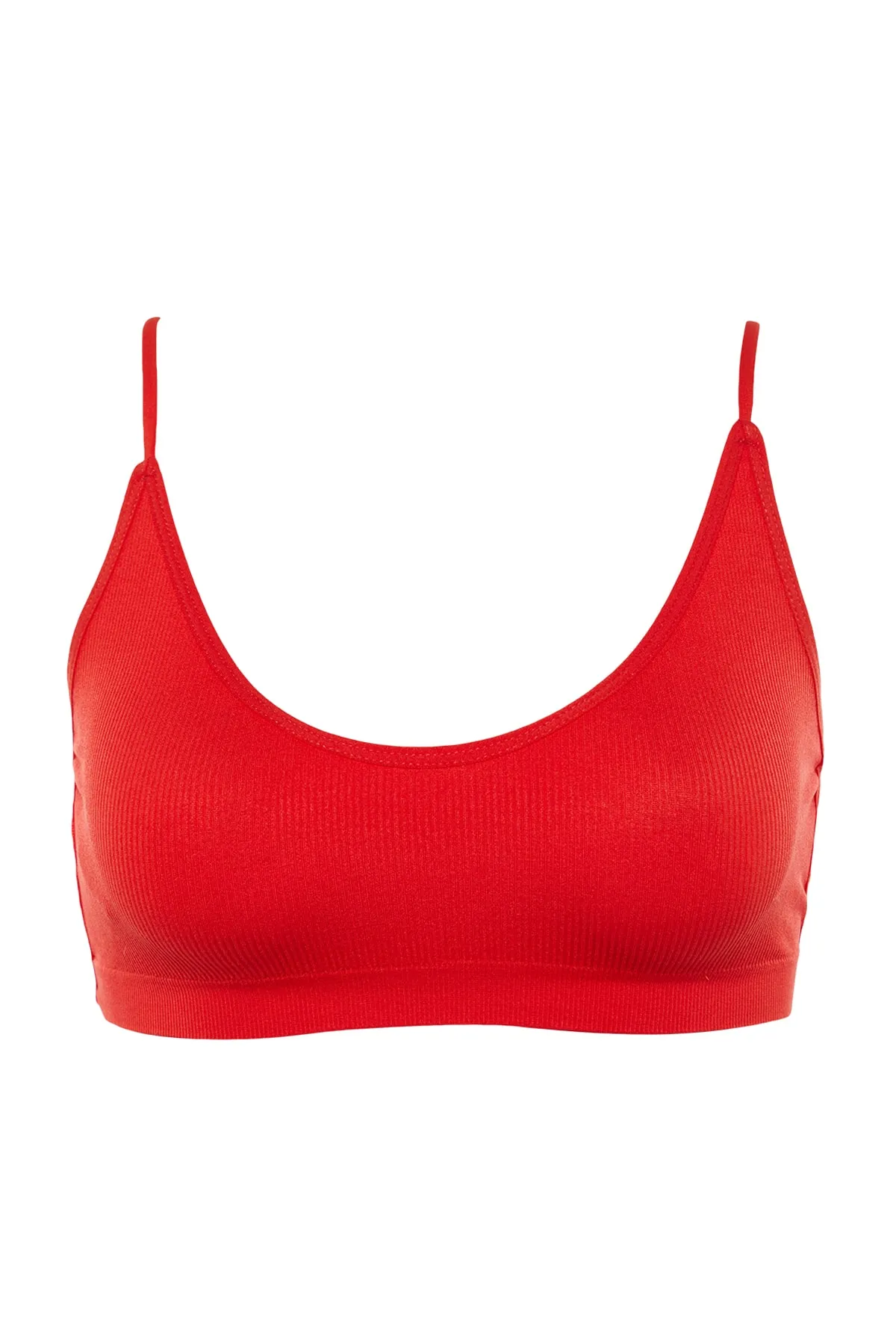 Trendyol Collection  Roter nahtloser/nahtloser Bralette-Strick-BH mit Seilriemen auf der Rückseite THMAW23SU00130