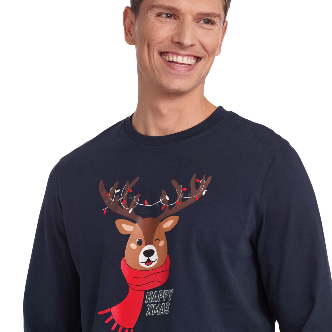 Herren Weihnachtsschlafanzug im Set dunkelblau / rot