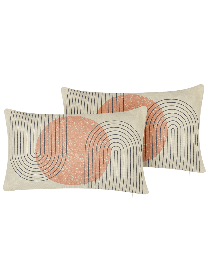 Beliani 2er-Set Dekokissen GERBERA in Beige/Bunt günstig kaufen onesize