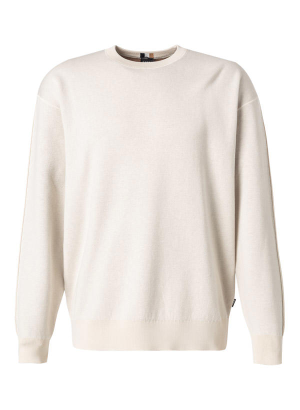 BOSS Black, Pullover, Schurwolle-Baumwolle, weiß