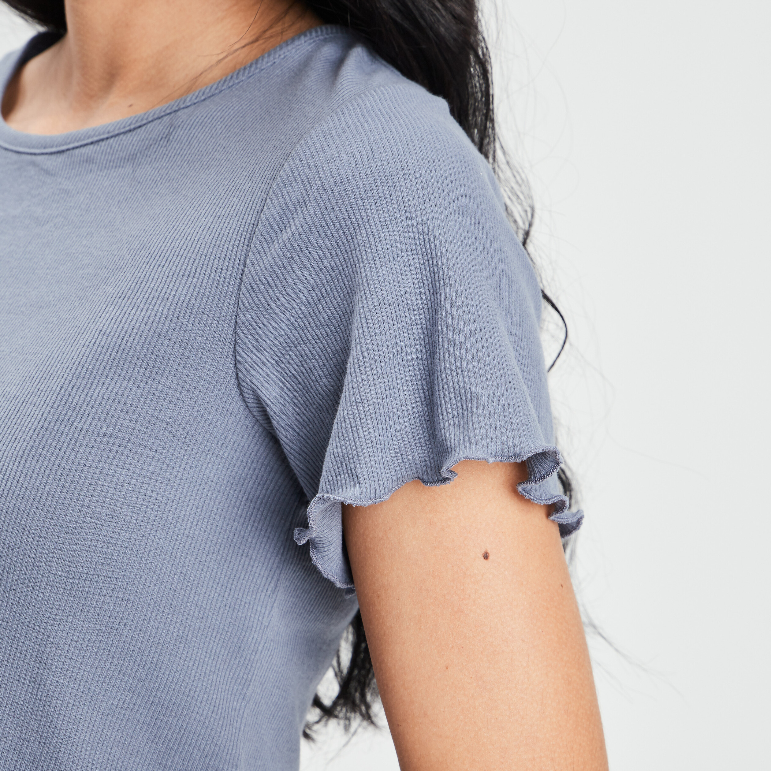 Haut de pyjama manches courtes bleu gris femme | La Halle