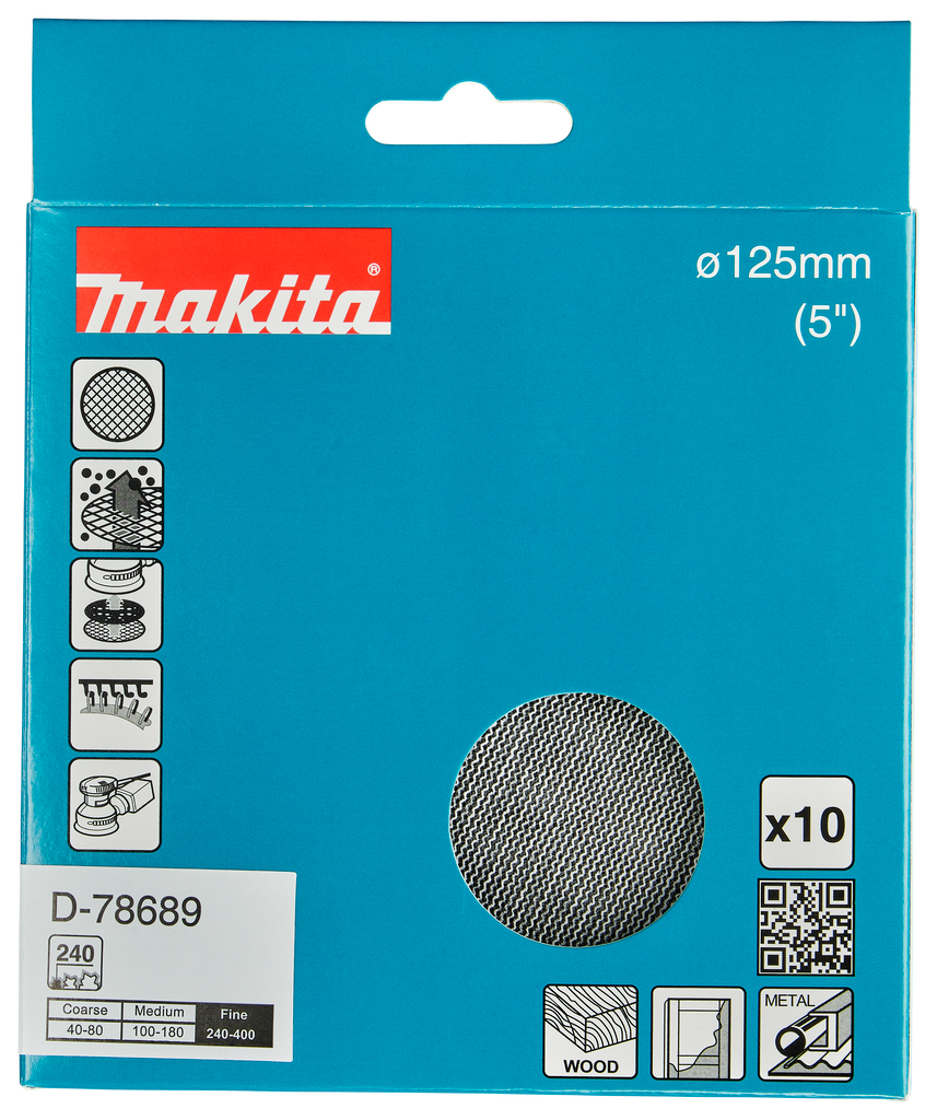 Makita Zubehör D-78689 Schleifgitterscheibe 125 mm A240 Klettverschluss