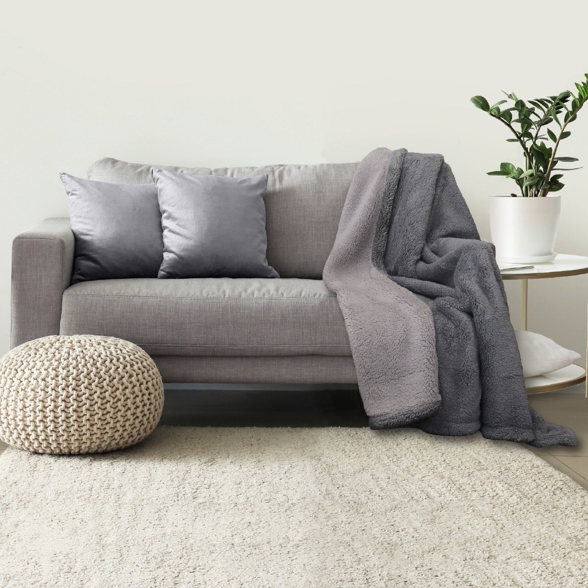 Wohndecke Lanudo® Premium Sherpa Kuscheldecke Wohndecke XL Sofadecke 150 x 200