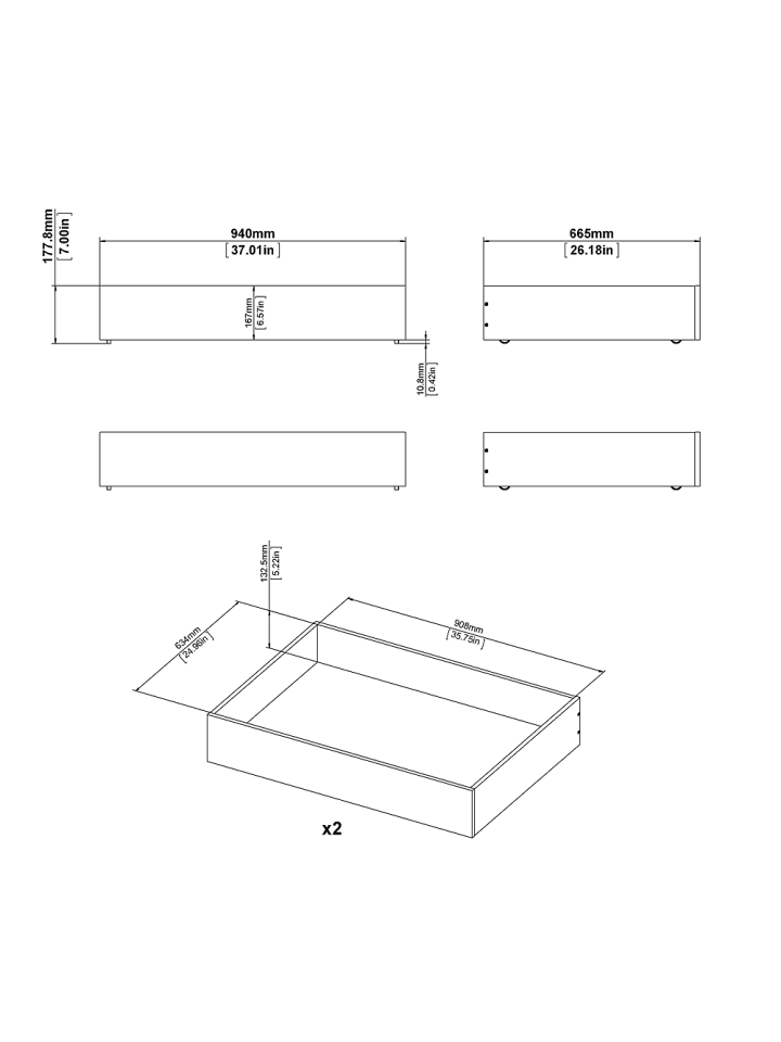 ebuy24 Bett Nada Beton Dekor 94 x 67 cm günstig kaufen onesize