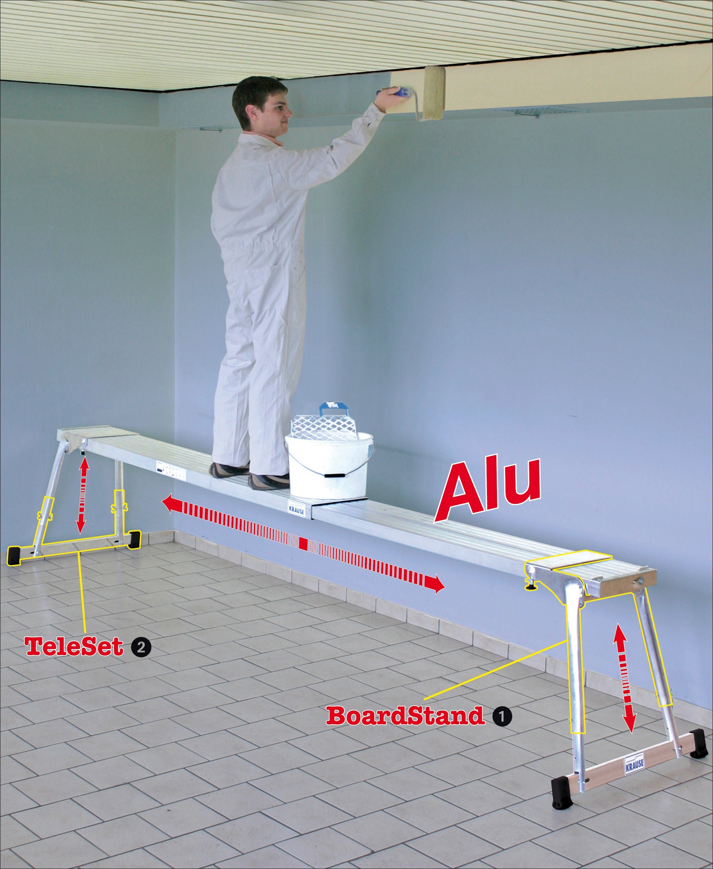 KRAUSE Teleskop-Bohle Teleboard, Länge maximal: 350 cm, Belastbarkeit bis 200 kg