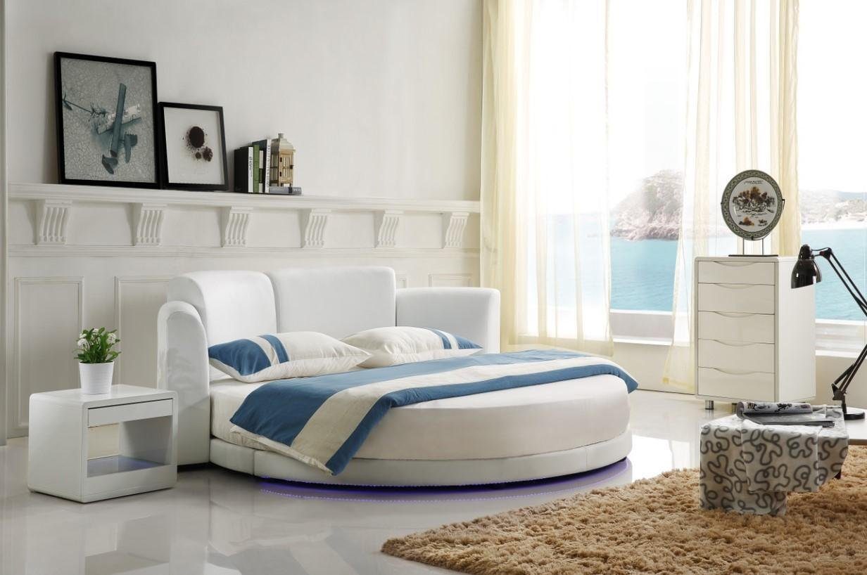 JVmoebel Rundbett Designer Bett Betten Polsterbett Rundbett Ehebett Doppelbett LED (1-tlg., 1x Bett), Made in Europa