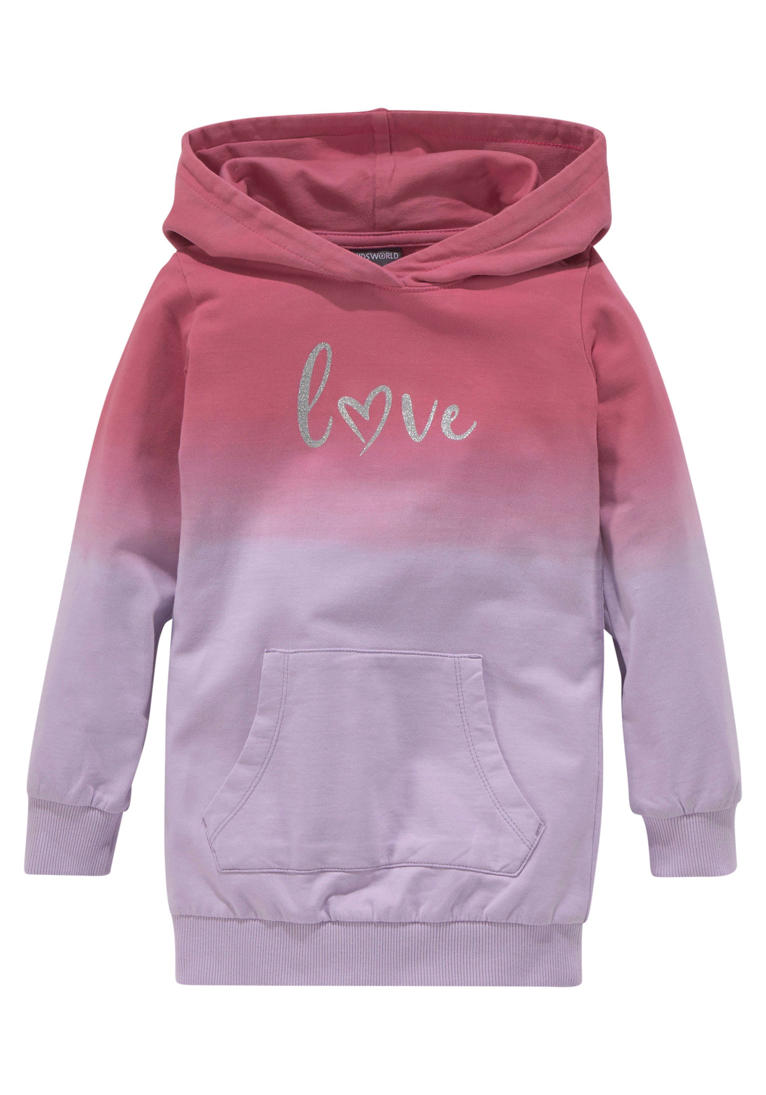 KIDSWORLD Longsweatshirt LOVE im Farbverlauf mit Kapuze