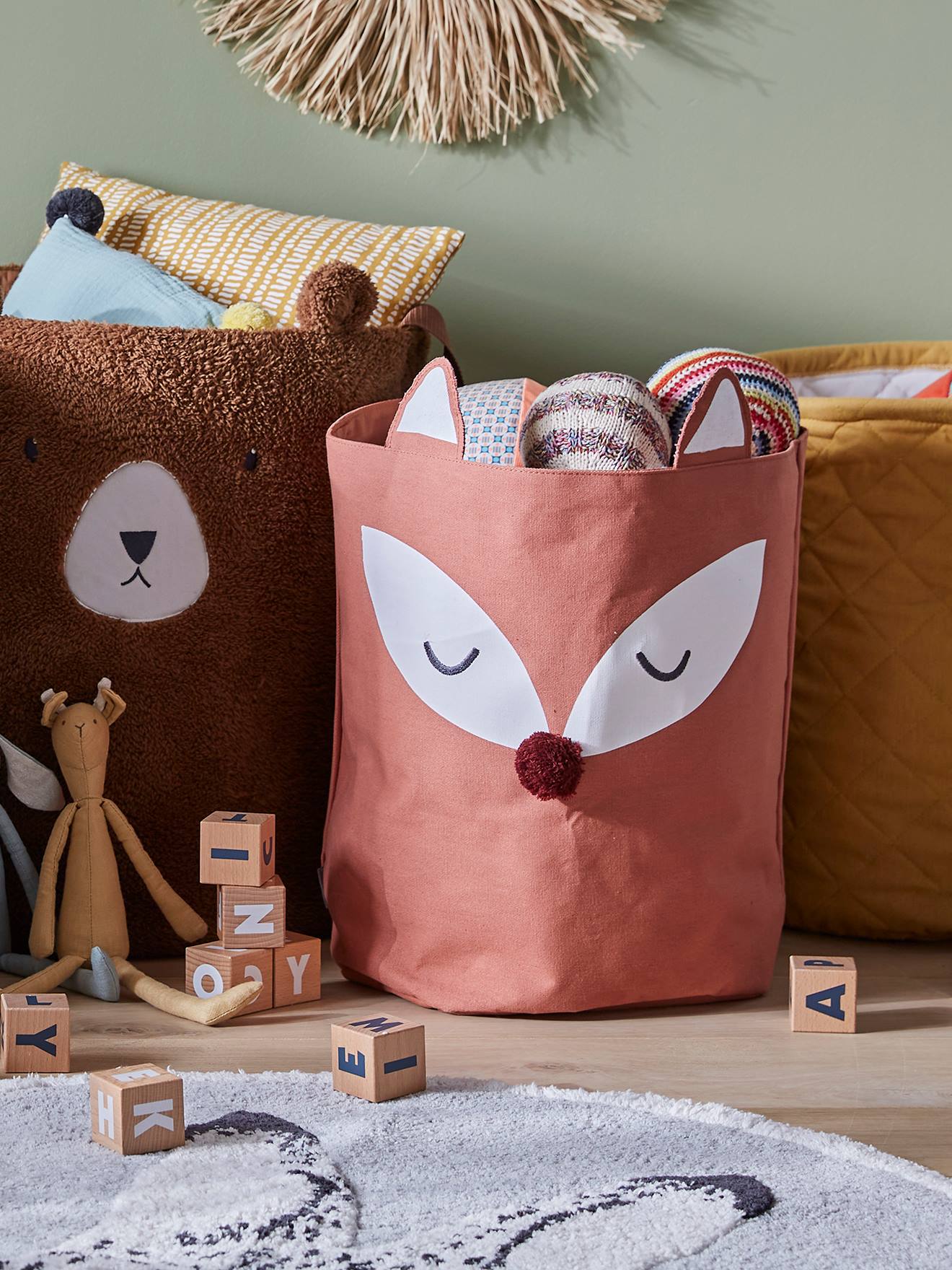 Vertbaudet Kinderzimmer Aufbewahrungskorb, Fuchs - braun