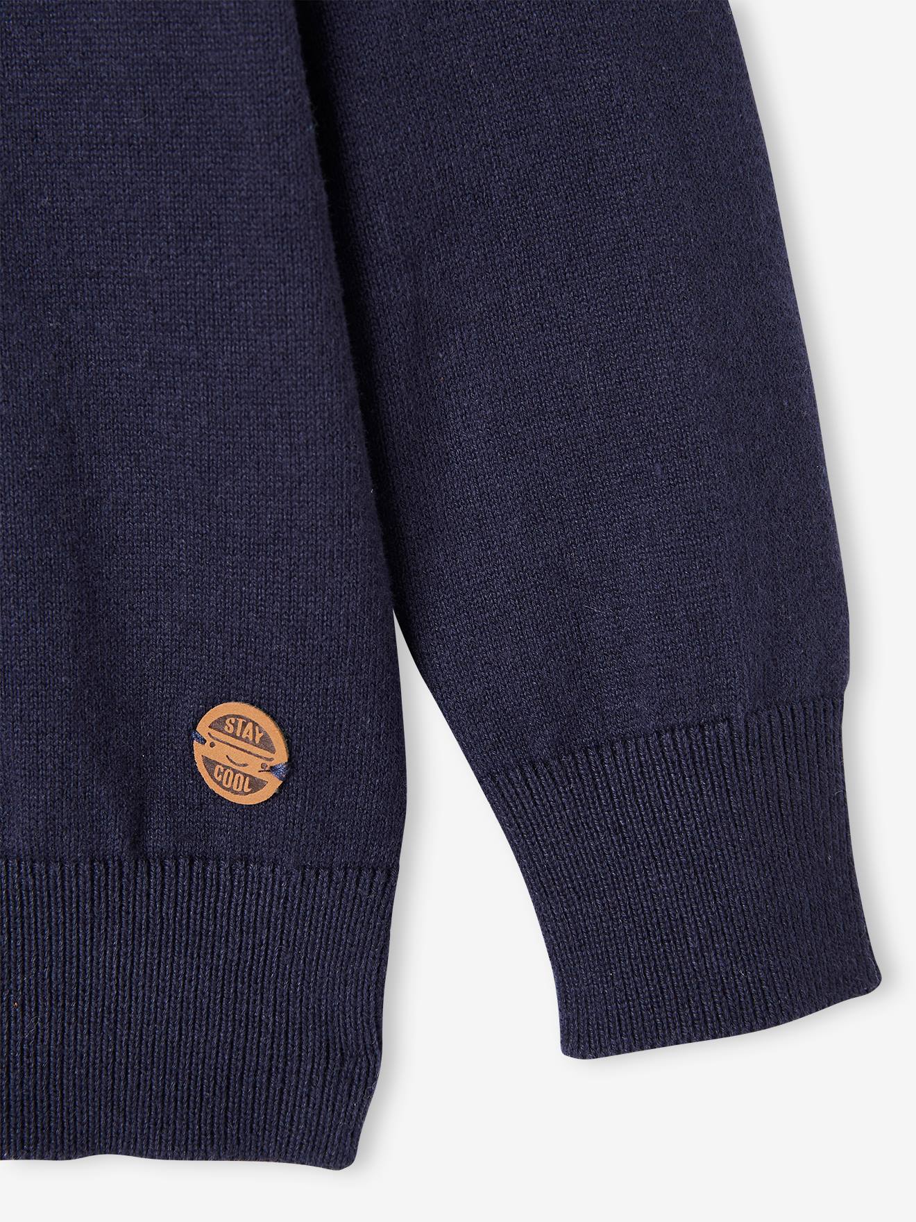 Pull couleur col rond Basics garçon moutarde