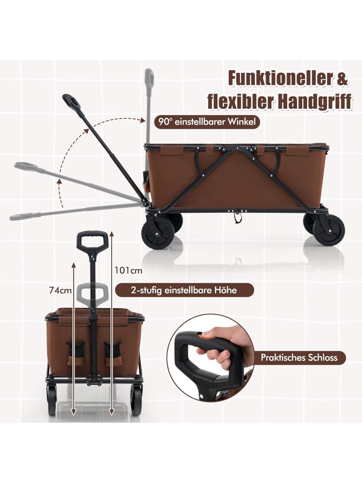 COSTWAY Bollerwagen faltbar in Braun günstig kaufen onesize