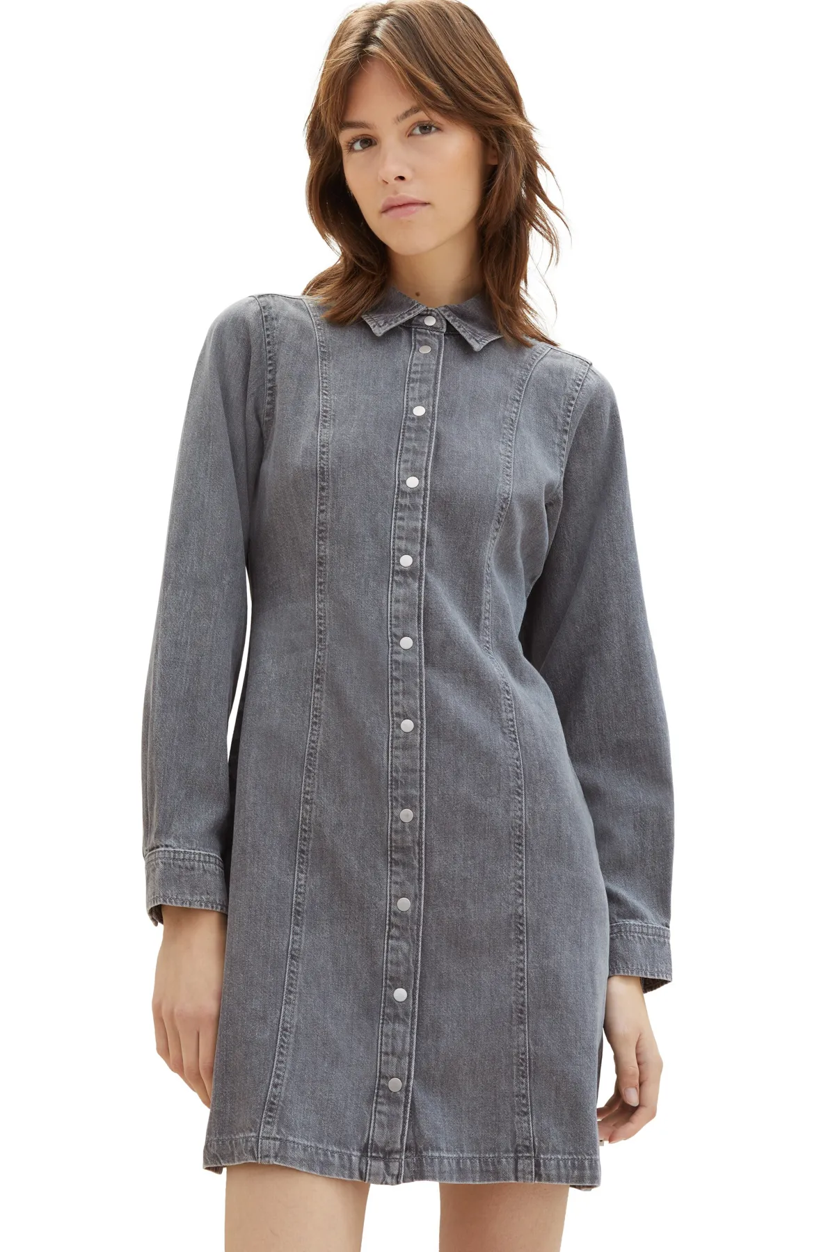 Tom Tailor Denim  Kleid Damen/Mädchen aus mittelsteingrauem Denim