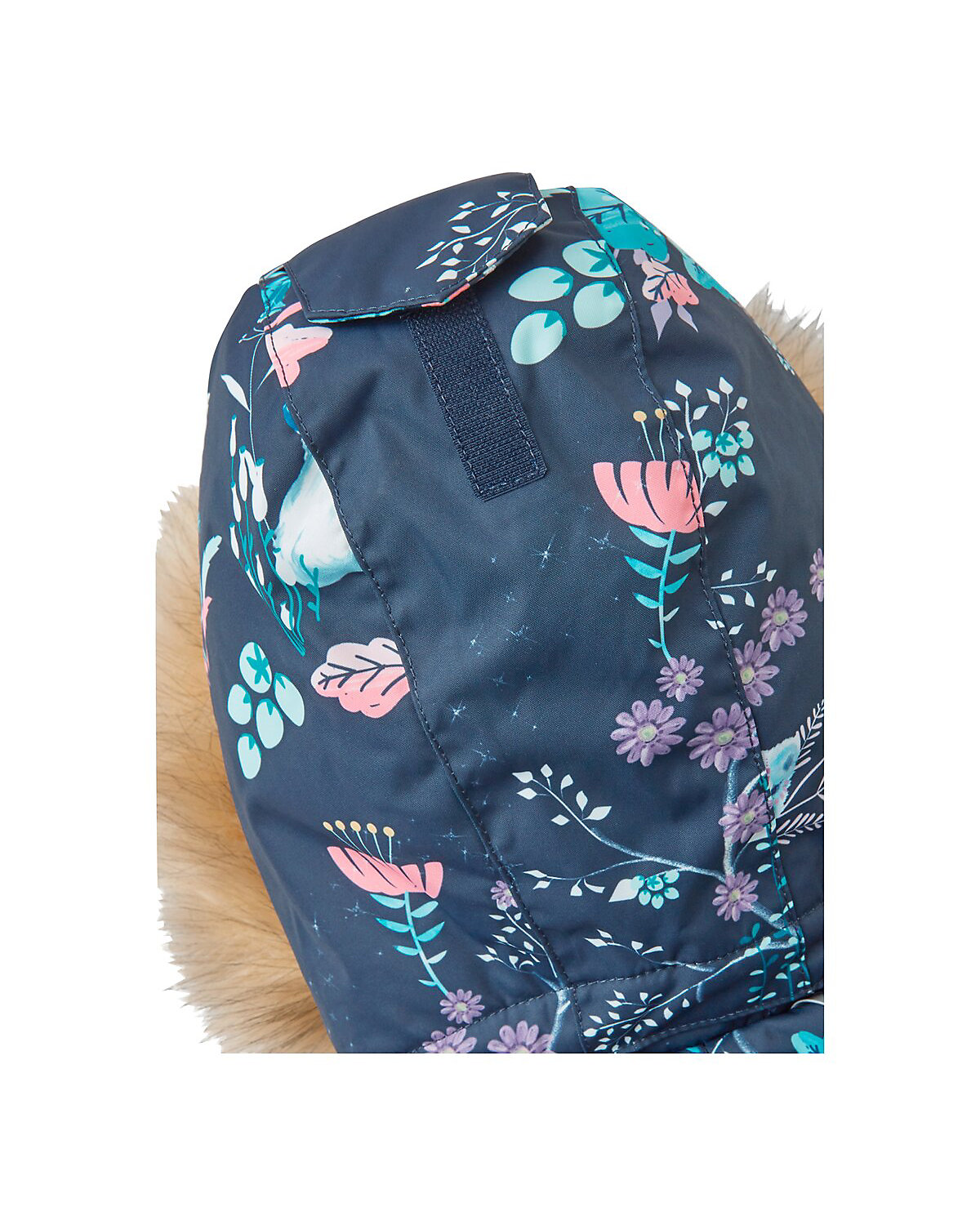 Schneeoverall Kapuze mit Fake Fur Fuchs Blumen