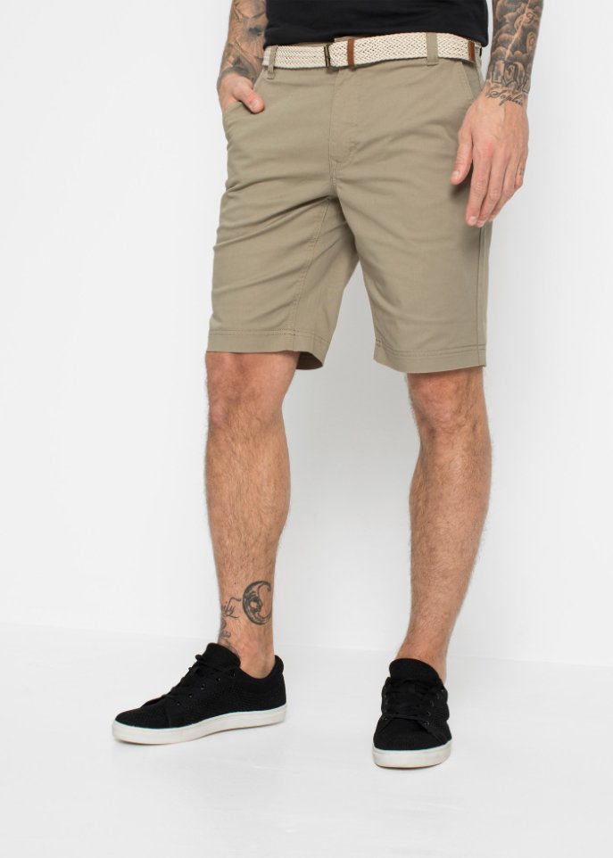 Stretch-Chino-Bermuda mit Gürtel, Regular Fit