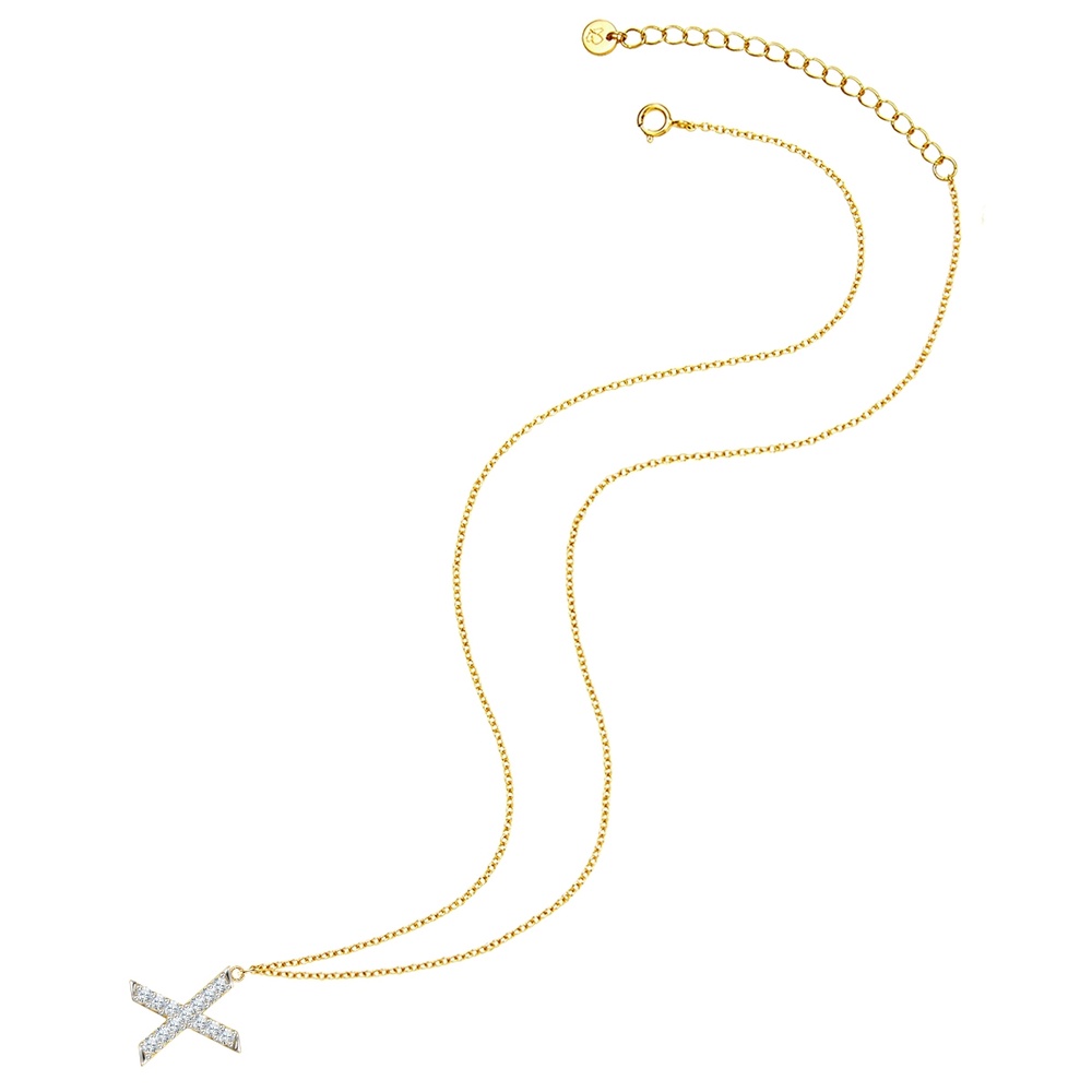 Glanzstücke München Collier en argent Lettre X Argent sterling Oxyde de zirconium (CZ) en Or jaune collier
