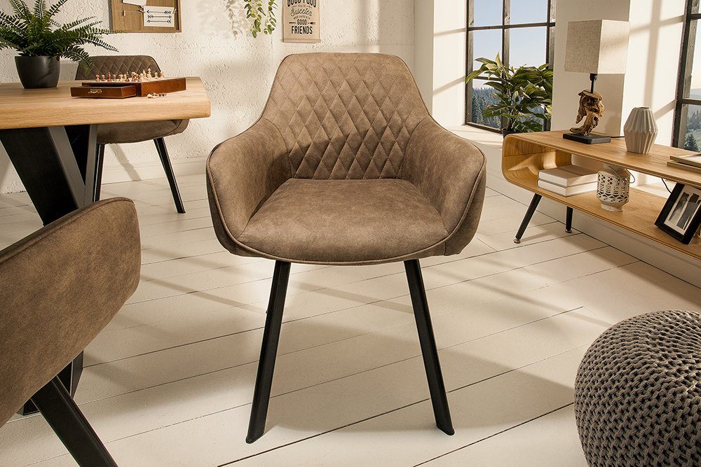 riess-ambiente Polsterstuhl PALERMO taupe / schwarz (Einzelartikel, 1 St), Esszimmer · Microfaser · Metall · mit Armlehne · Retro