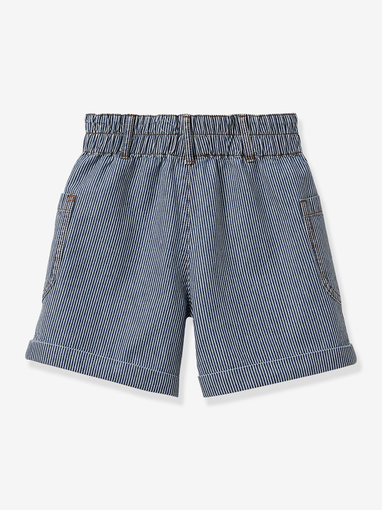 Short Fille en jean CYRILLUS rayé bleu