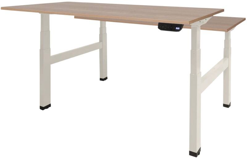Schaffenburg Höhenverstellbar Sitz-Stehschreibtisch Rechteckig Kirsche Holz Weiß T-Fuß 1.400 x 800 x 645 mm