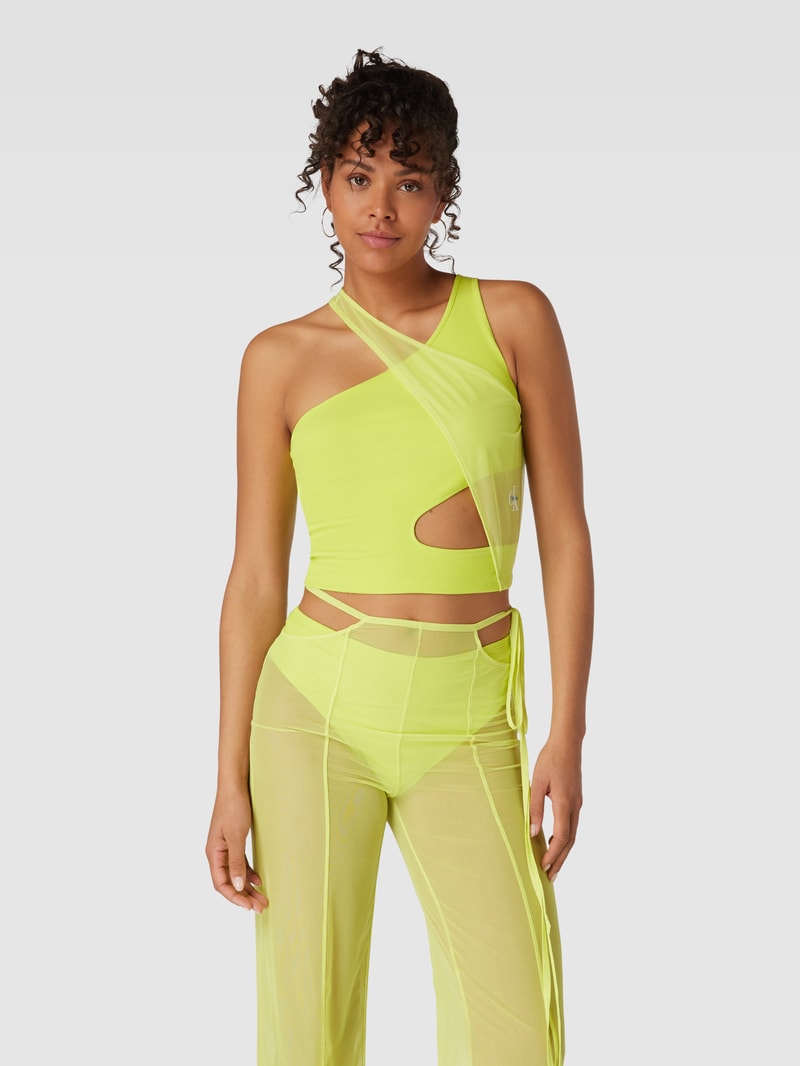 Crop Top mit Cut Out in neon gelb