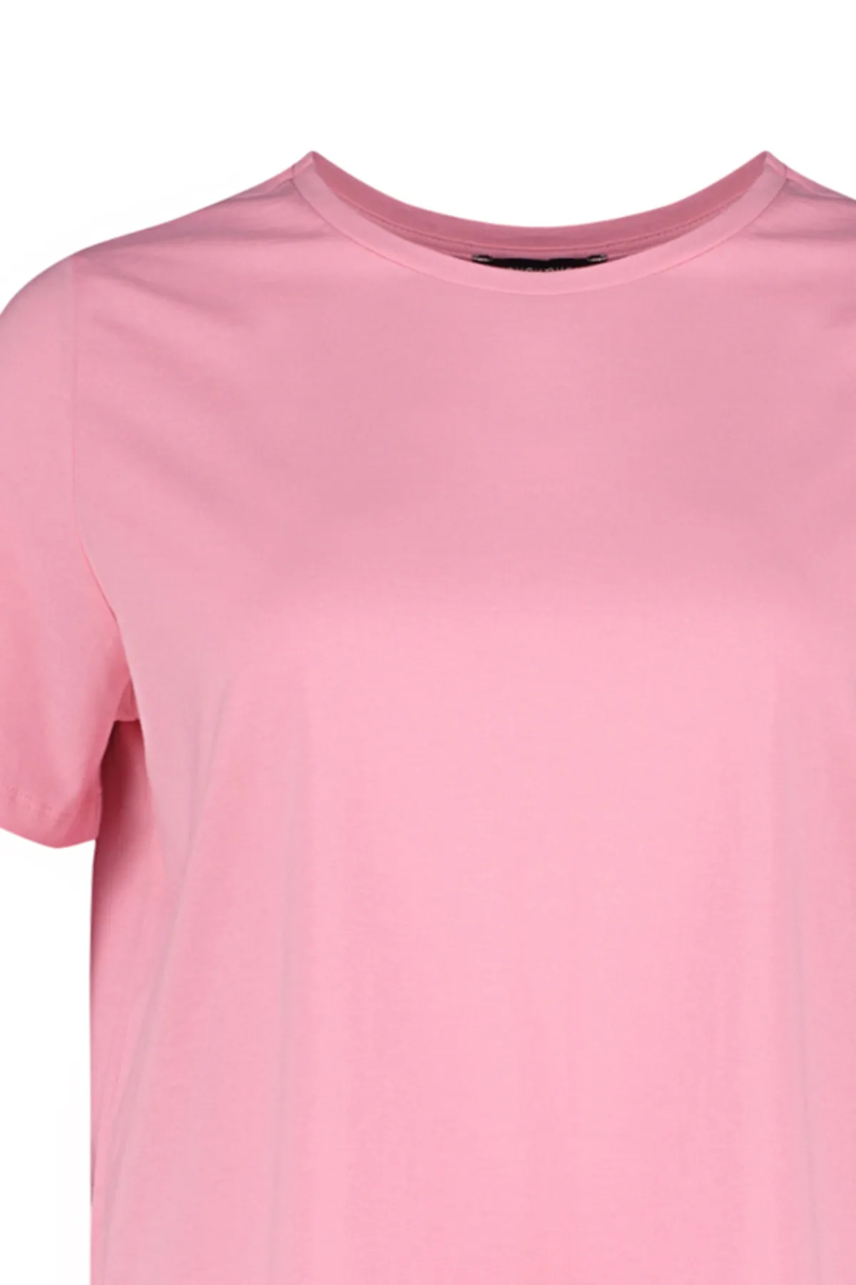 Trendyol Curve  Rosa Basic-Strick-T-Shirt mit Rundhalsausschnitt TBSSS22TS0733