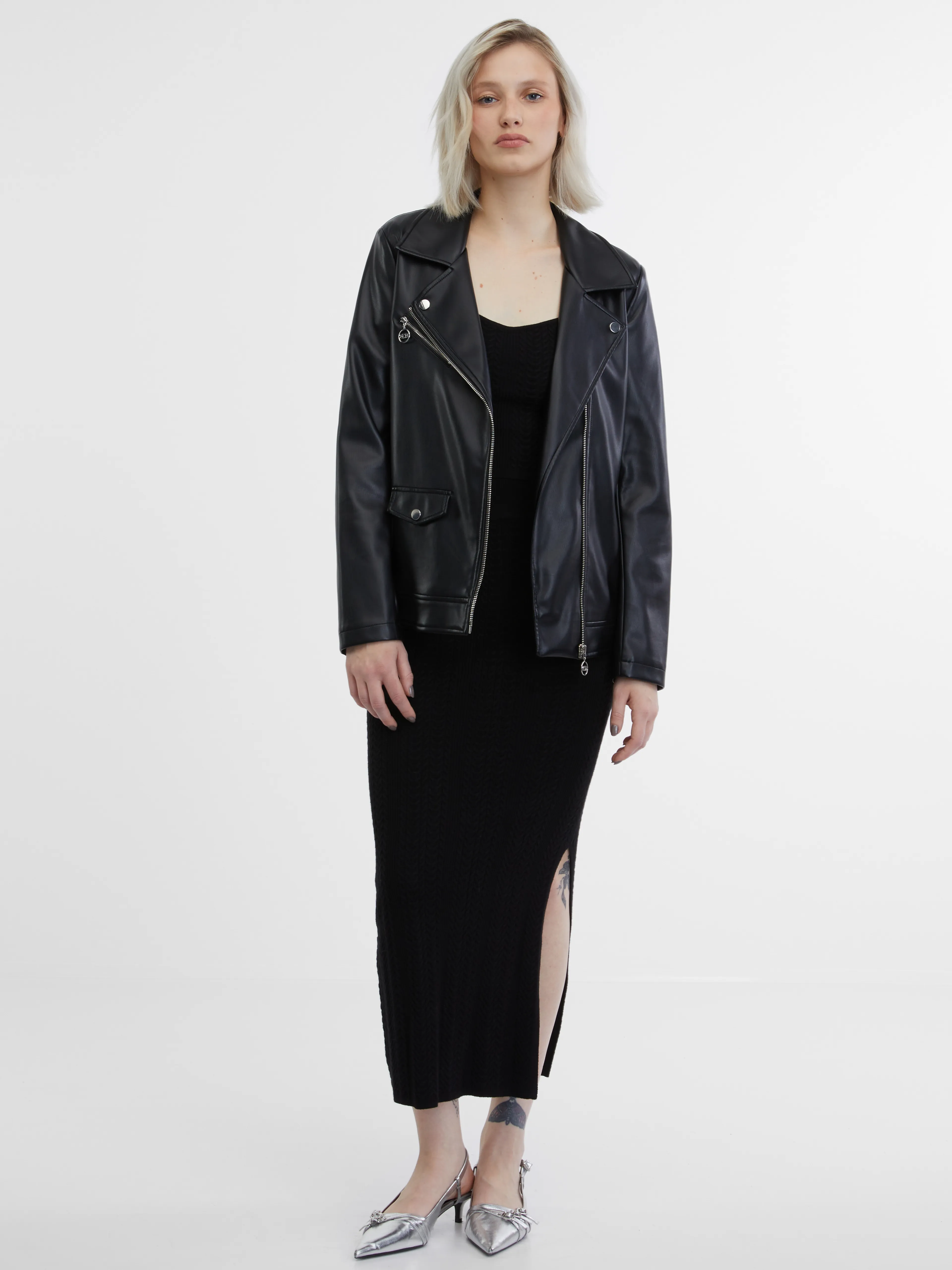 Schwarze Damen Lederjacke ORSAY