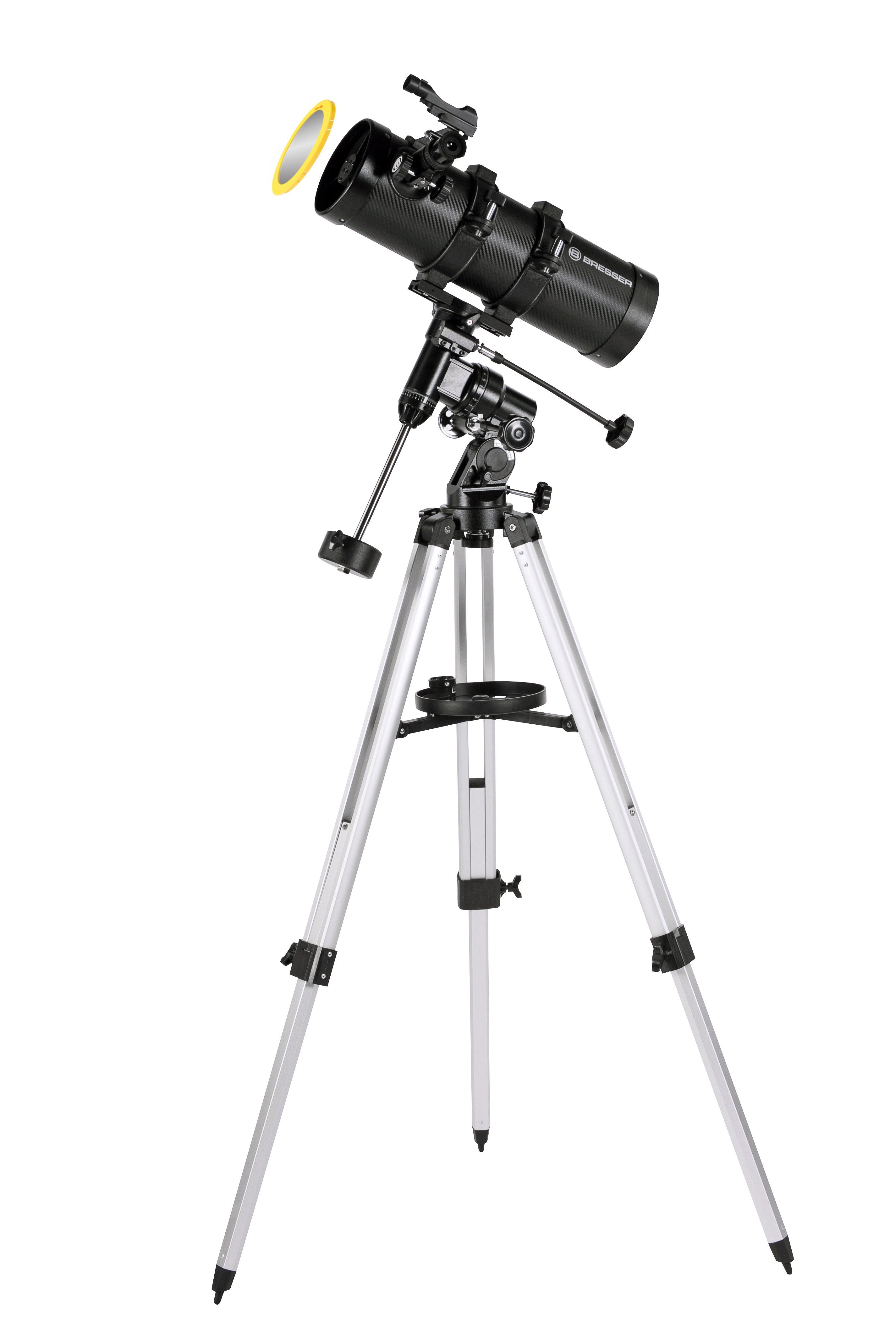 BRESSER Teleskop Pluto 114/500 EQ mit Smartphone Kamera Adapter
