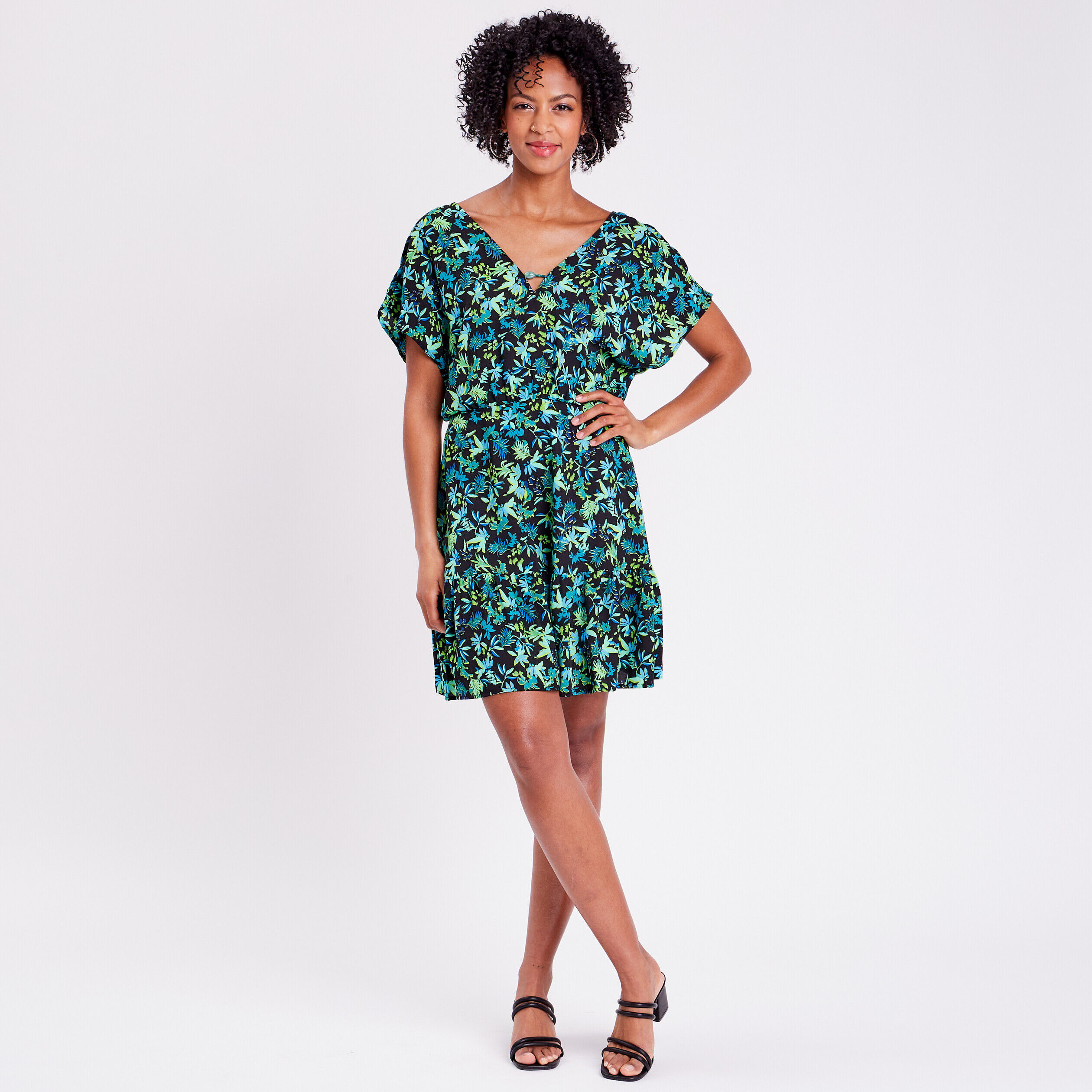 Robe cintrée manches courtes noir femme | Cache Cache