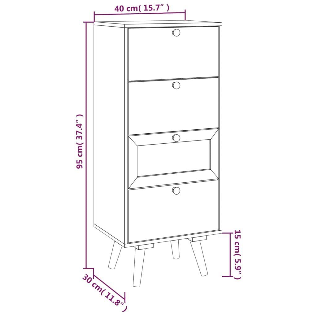 vidaXL Sideboard Highboard mit Schubladen 40x30x95 cm Holzwerkstoff (1 St)