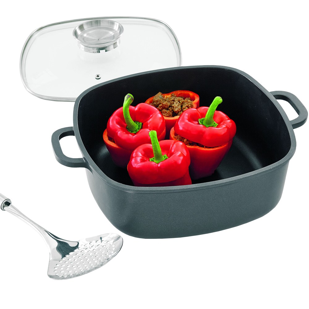 Servierpfanne mit Aromaknopf matt