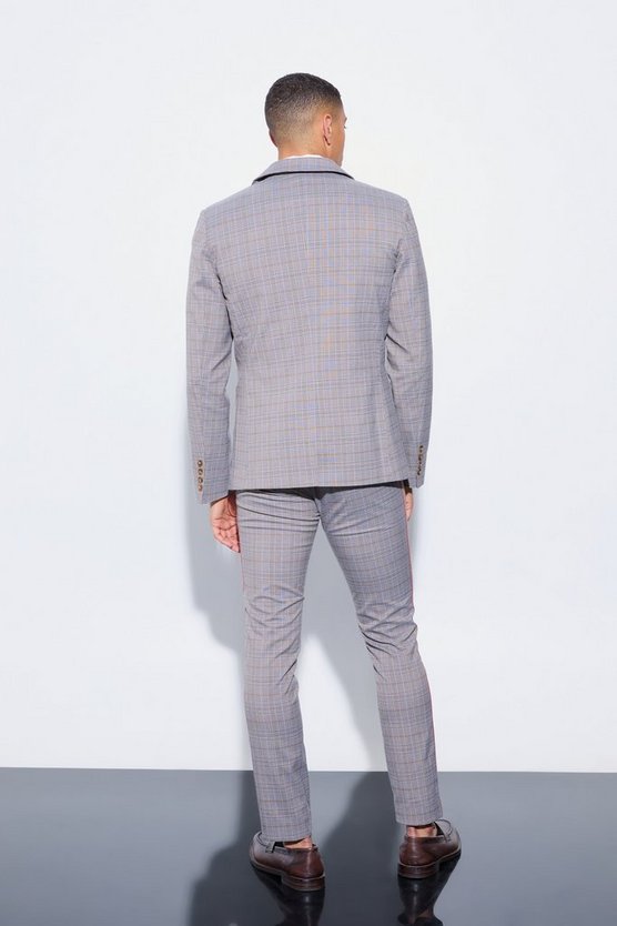 Einreihiger karierter Slim-Fit Blazer