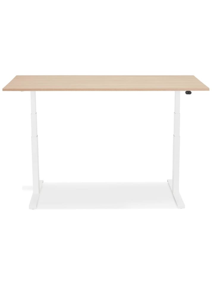 KADIMA DESIGN Schreibtisch 140x70 cm elektrisch höhenverstellbar ergonomisch in Beige-Weiß günstig kaufen
