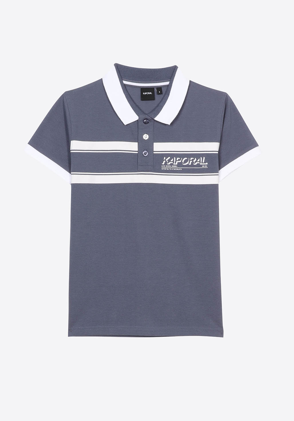 PAKA   Polo bleu gris Garçon en 100% coton