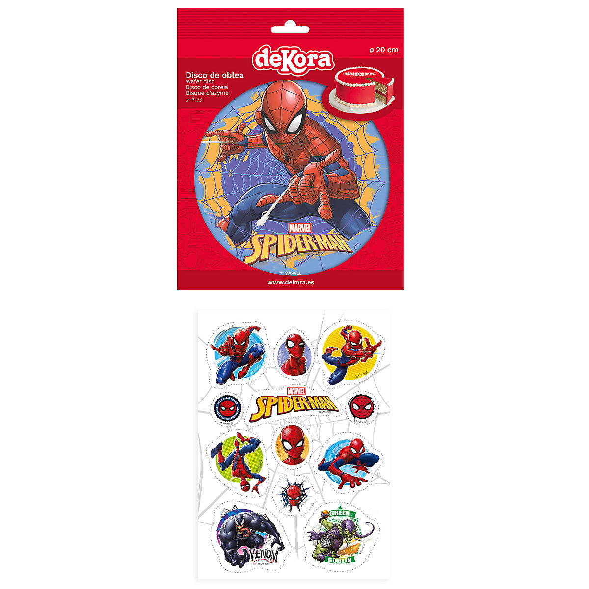 2er Set Spiderman Essbarer Tortenaufleger + Mini-Törtchenaufleger