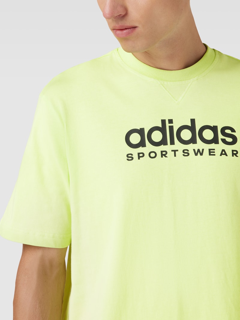 T-Shirt mit Label-Print in neon gelb