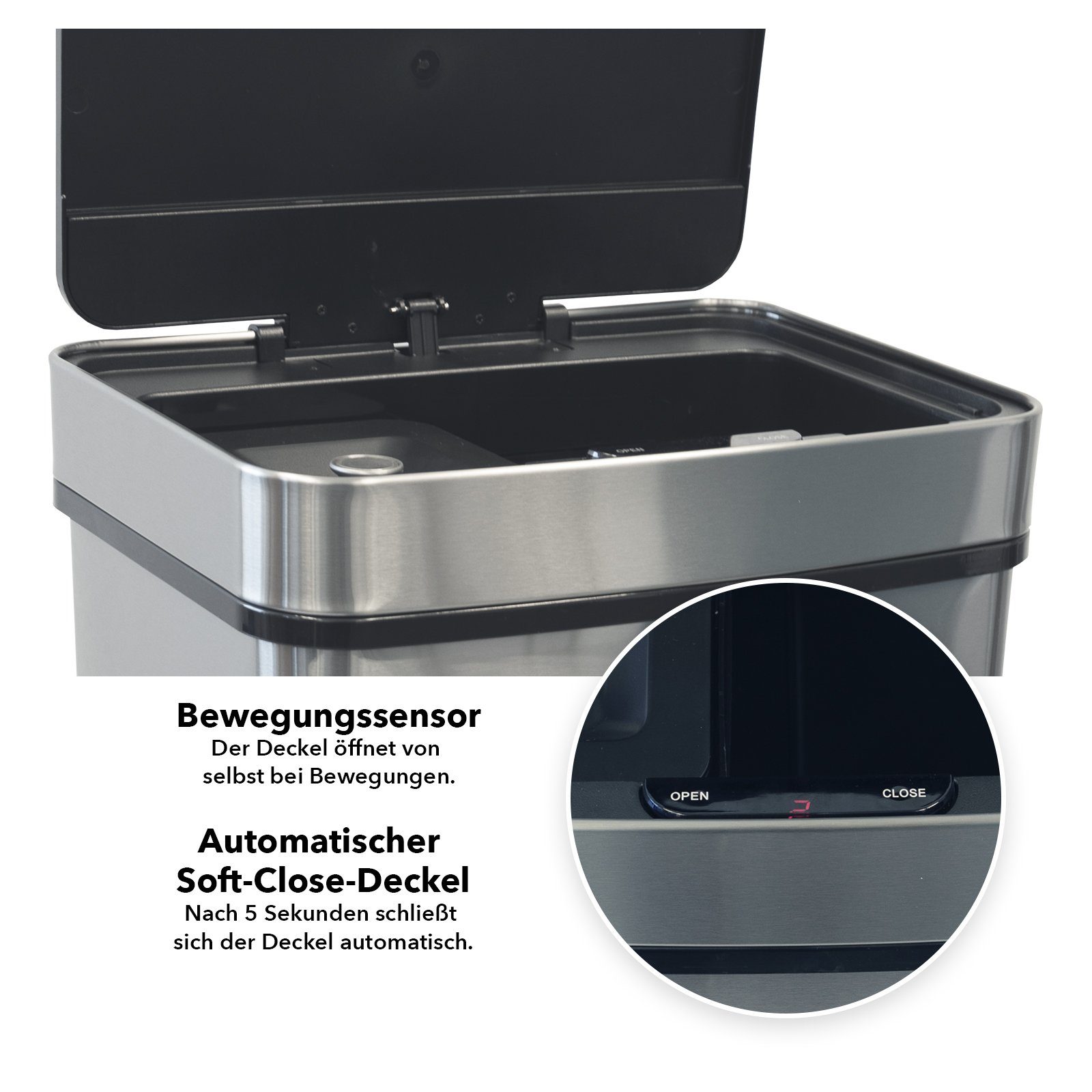 Karat Mülleimer Dirk, Abfalleimer mit Bewegungssensor, Müllbehälter