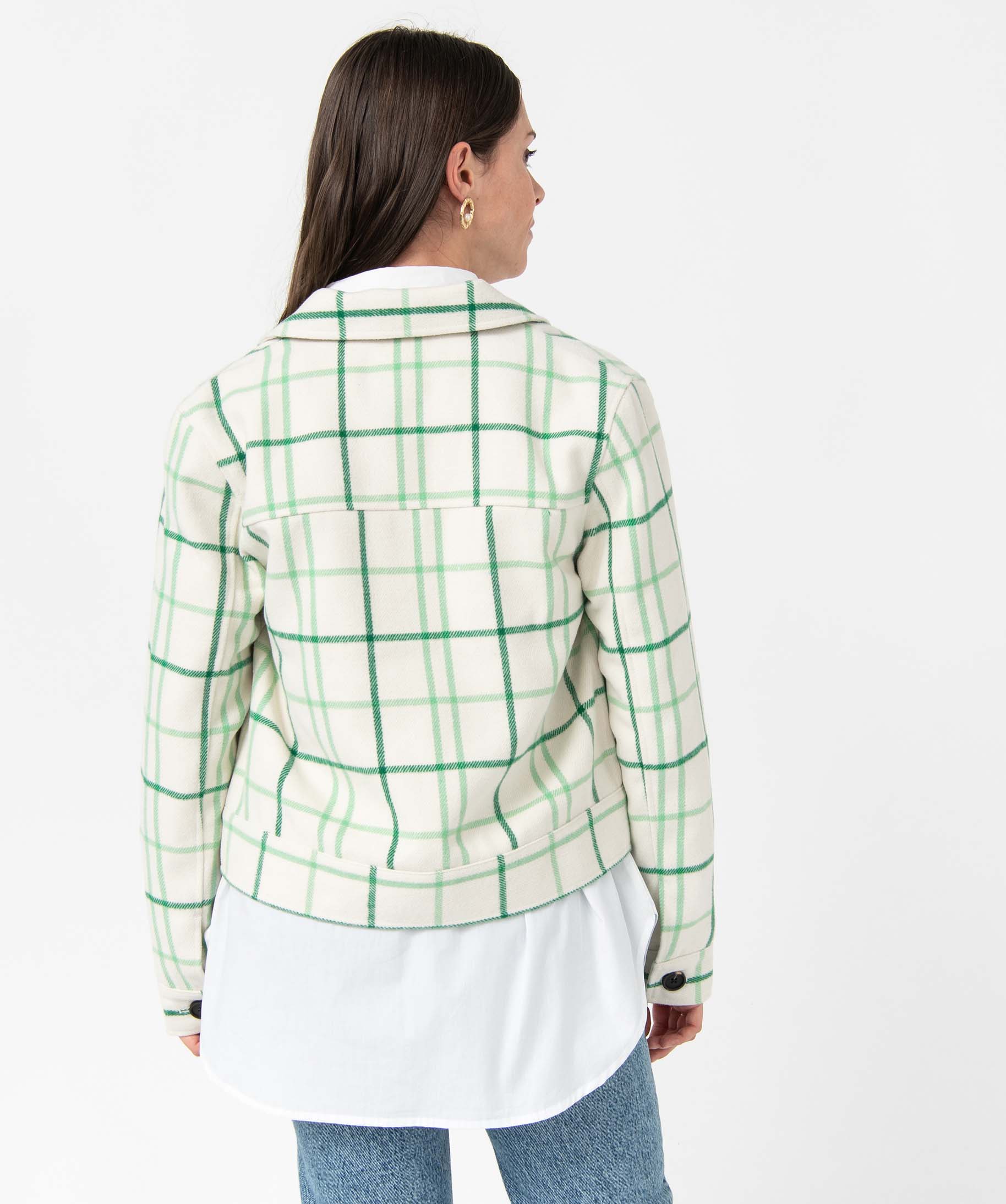 Blouson femme à carreaux avec larges poches poitrine carreaux | GEMO