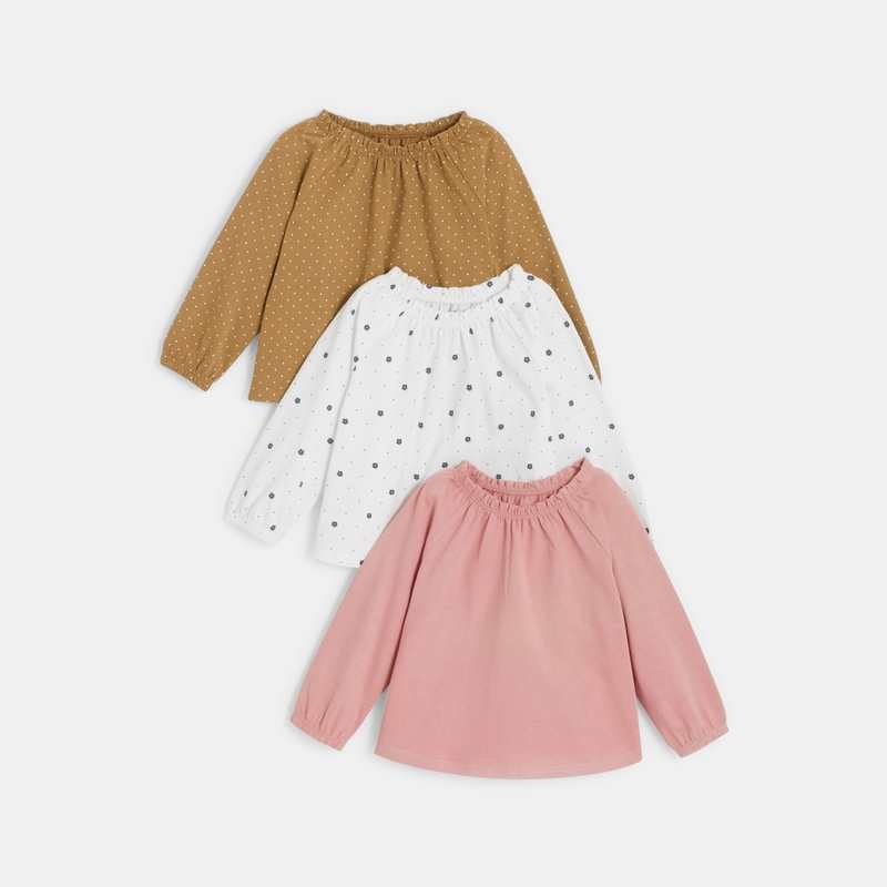 Blouse col élastique (lot de 3) rose bébé fille