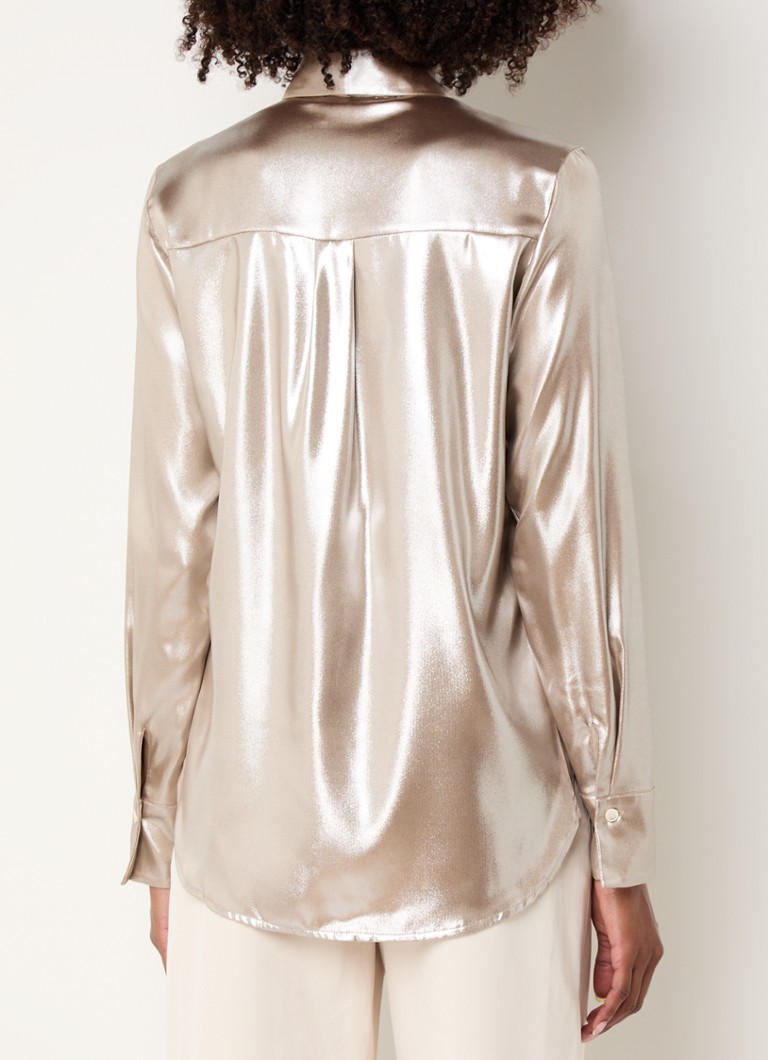 JOSH V Sydney blouse with shawl collar and glossy finish