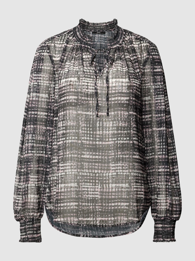 Blusenshirt mit Allover-Muster in schwarz